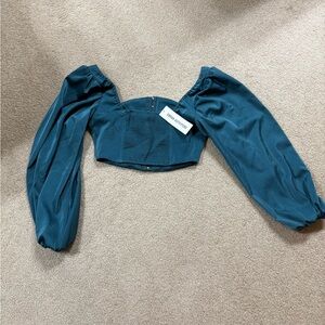Urban Outfitters Teal Long Sleeve corset  Crop Top brand new tags